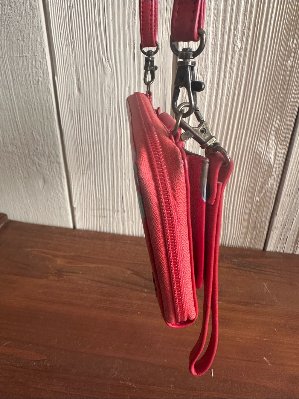 Anuschka Hand Painted Red Zebra & Tropical Floral Crossbody Wristlet Bag - Picture 12 of 16